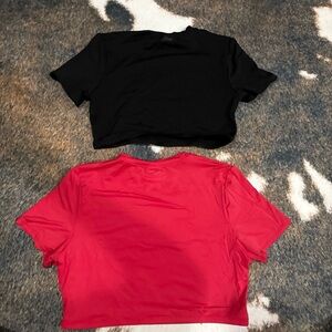 PINK Victoria's Secret Black and Red Crop Tops - Set of 2